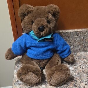 L.L. Bean Brown Teddy Bear with Blue Sweater